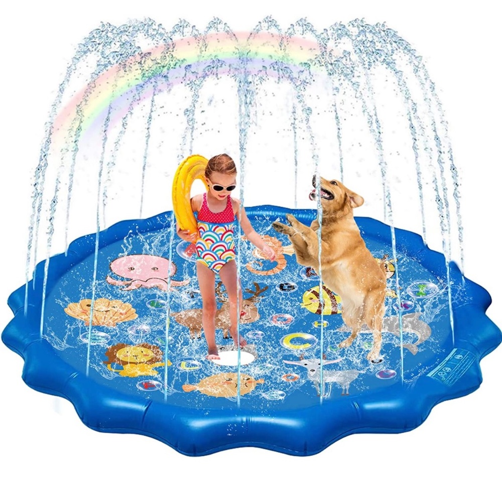 QDH Splash Pad Sprinklers For Kids and Dogs - 68” Splash Pad - Blue